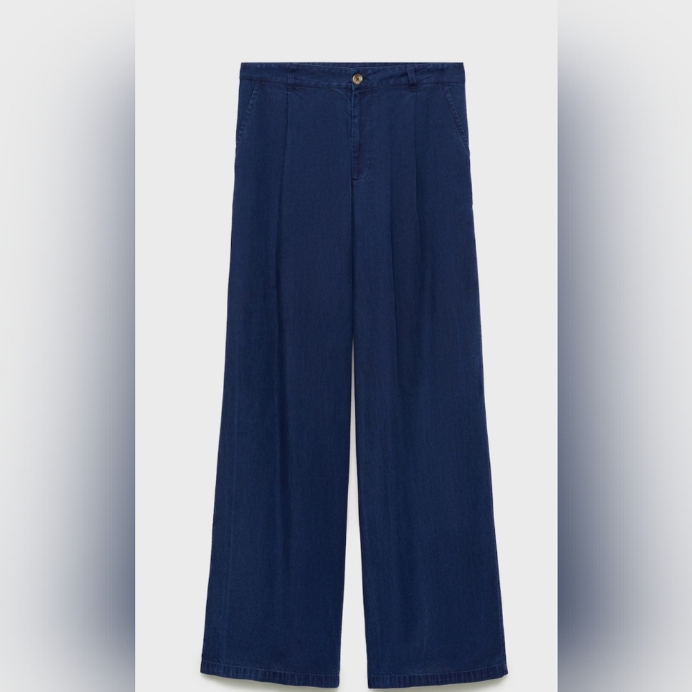 Mango Wide Leg Lyocell Pants With Pleats